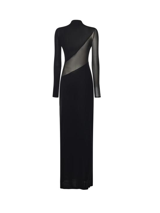  알라이아 롱 원피스 실크 니트 드레스 (컷아웃 디테일, 블랙) - ALAIA