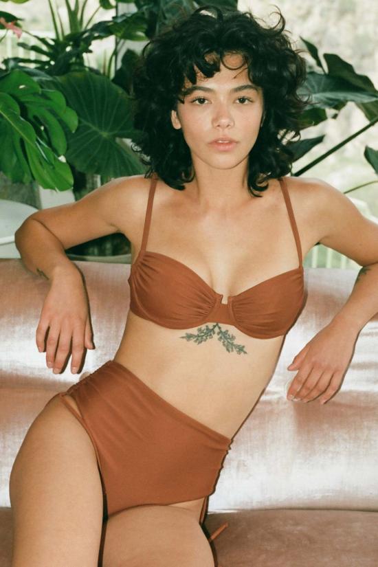  갈라마르 비키니 수영복 주름 장식 바닥 테라코타