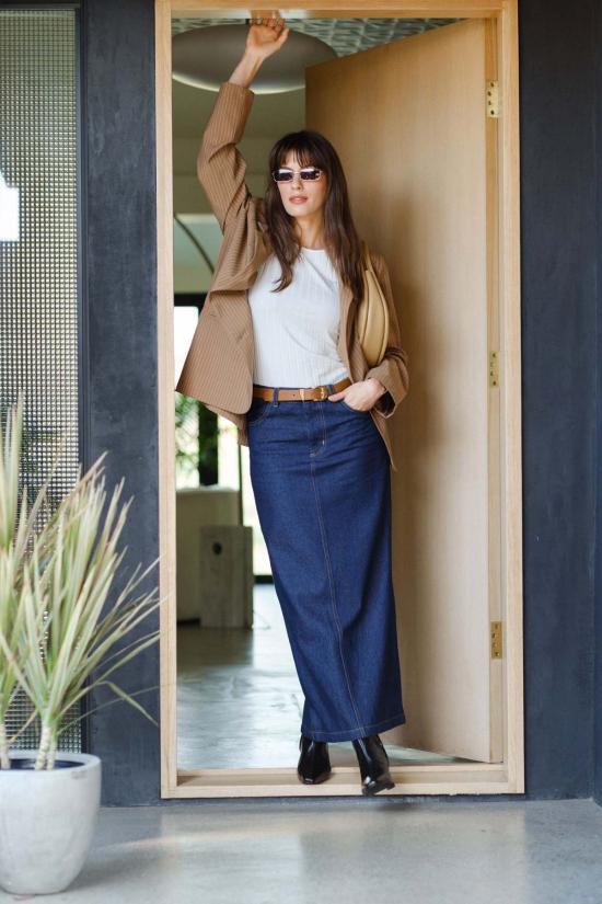  Whimsy + Row 롱 스커트 Alanis 스커트 다크 데님 - OTHER BRANDS