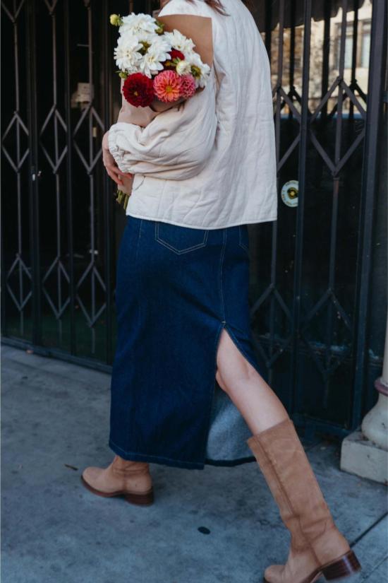  Whimsy + Row 롱 스커트 Alanis 스커트 다크 데님 - OTHER BRANDS