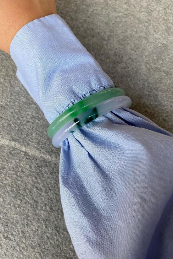  seree 커프스 링크/타이 홀더 세리 코이 얼룩무늬 원형 옥석 팔찌 연녹색 - OTHER BRANDS