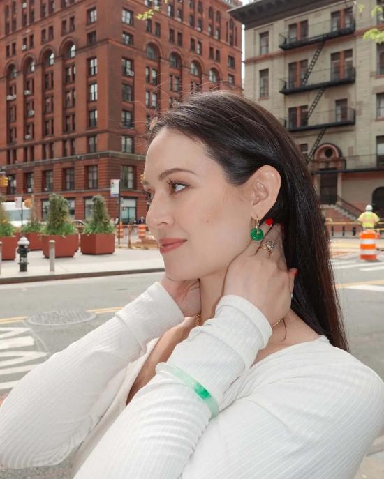  세레 커프스 링크/타이 홀더 세리 코이 얼룩무늬 원형 옥석 팔찌 연녹색 - SEREE