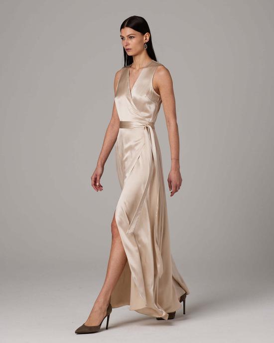  보즈 롱 원피스 프론트워드 랩 드레스 쿨 - VOZ