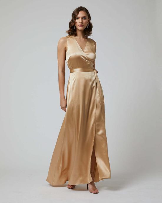  보즈 롱 원피스 프론트워드 랩 드레스 쿨 - VOZ