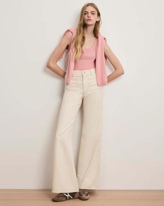  베로니카비어드 데님 팬츠 베로니카 비어드 케이시 패치 포켓 와이드 레그 진 에크루