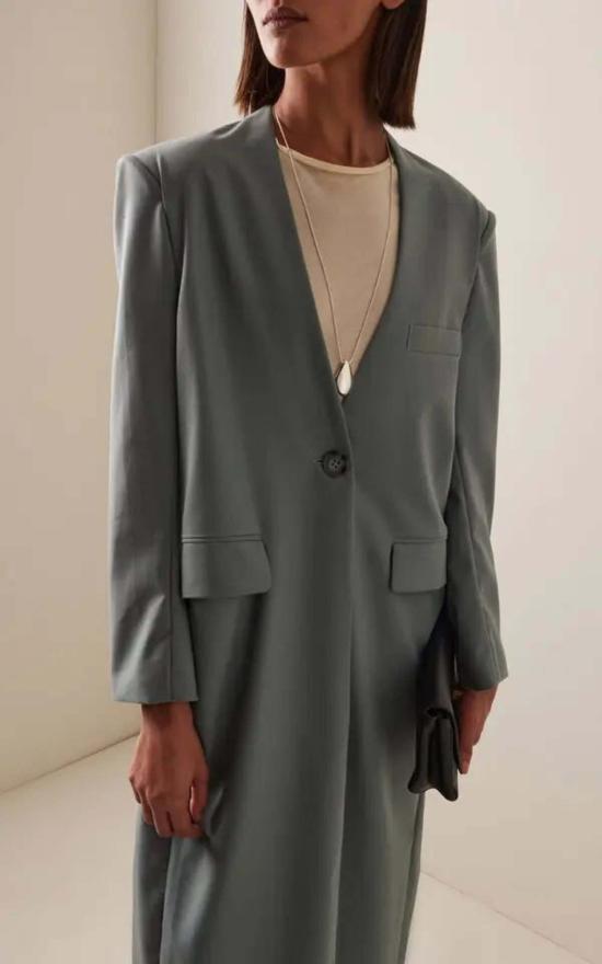  Sloan 코트 슬론 여름 울 롱 칼라리스  블루 - OTHER BRANDS