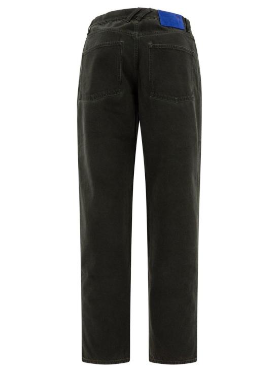  버버리 데님 팬츠 로고 패치 스트레이트 레그 진 오닉스 - BURBERRY