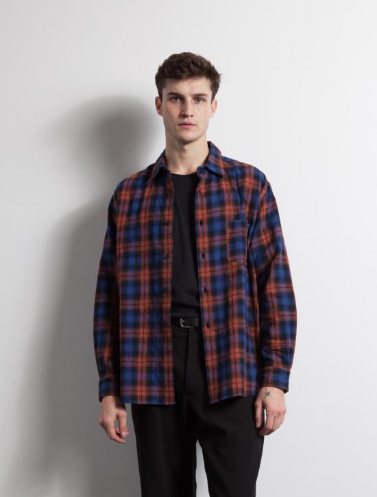  Kapatid NYC 긴팔 셔츠 Kapatid Nyc 와이드  퍼플/오렌지 체크 무늬 - OTHER BRANDS