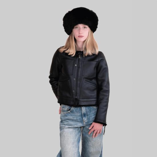  모즈 모즈 모자 서클 퍼햇 블랙