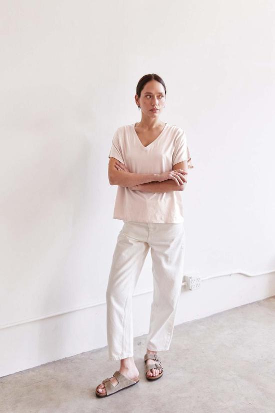  It Is Well L.A. 반팔 티셔츠 잇이즈웰 L.A. 오가닉 코튼 브이넥 박시 티셔츠 - OTHER BRANDS