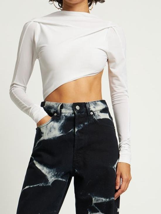  자크뮈스 바디수트 티셔츠 엘레강트 화이트 바디수트, 긴팔, 슬림핏 - JACQUEMUS