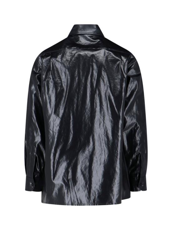  MM6 메종마르지엘라 탑 Mm6 메종 마르지엘라 코팅 린넨 셔츠 블랙 - MM6 MAISON MARGIELA