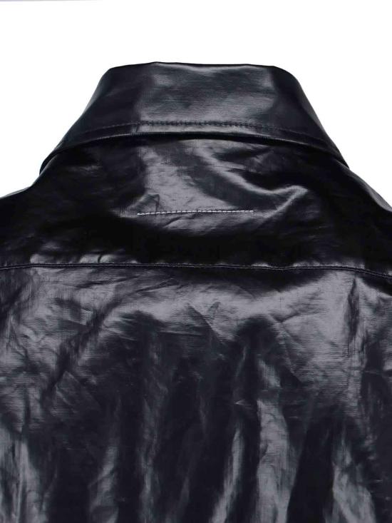  MM6 메종마르지엘라 탑 Mm6 메종 마르지엘라 코팅 린넨 셔츠 블랙 - MM6 MAISON MARGIELA