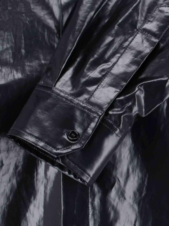  MM6 메종마르지엘라 탑 Mm6 메종 마르지엘라 코팅 린넨 셔츠 블랙 - MM6 MAISON MARGIELA