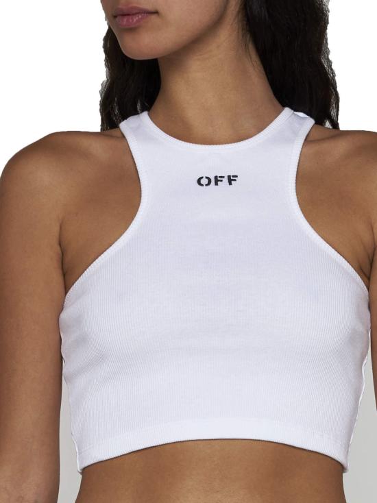  오프화이트 민소매 티셔츠 오프 화이트 오프 스탬프 립 로잉 탑 화이트 - OFF WHITE