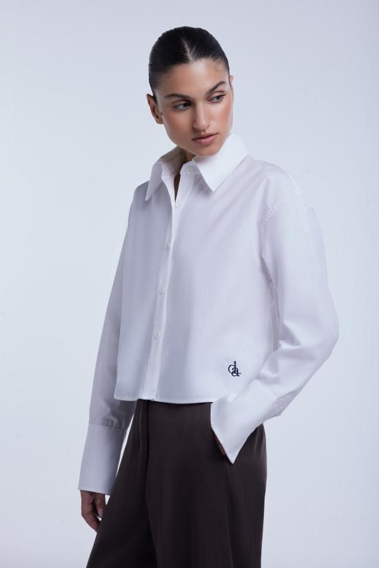  DĀL THE LABEL 셔츠 DĀl The Label 크롭 코튼 버튼다운 셔츠