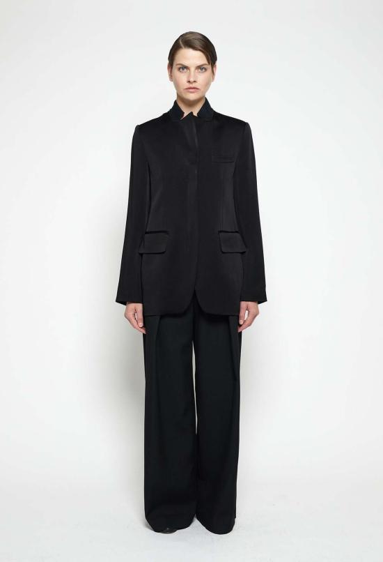  율리아 옌츠슈 자켓 줄리아 젠츠쉬 파버 싱글 브레스트 지퍼형 나이아 블렌드 이브닝 재킷 블랙 - JULIA JENTZSCH