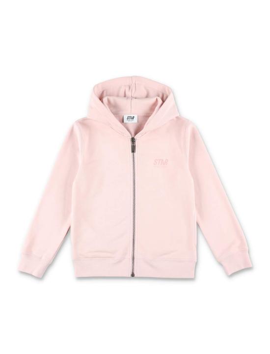  [키즈] 골든구스 풀오버 골든 구스 로고 지퍼 후드티 (세피아 로즈 색상)