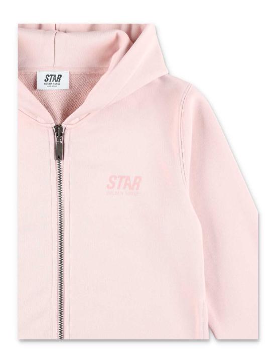  [키즈] 골든구스 풀오버 골든 구스 로고 지퍼 후드티 (세피아 로즈 색상) - GOLDEN GOOSE