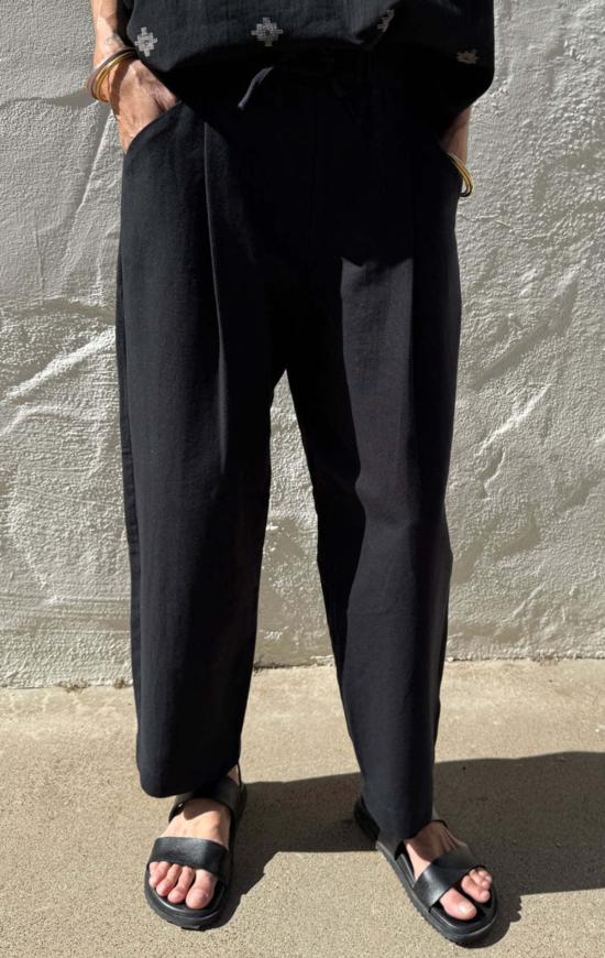  투 스트레이트 팬츠 배럴 레그 팬츠 블랙 - TWO