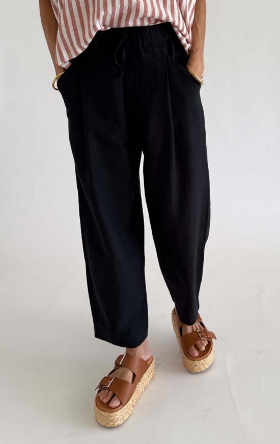  투 스트레이트 팬츠 배럴 레그 팬츠 블랙