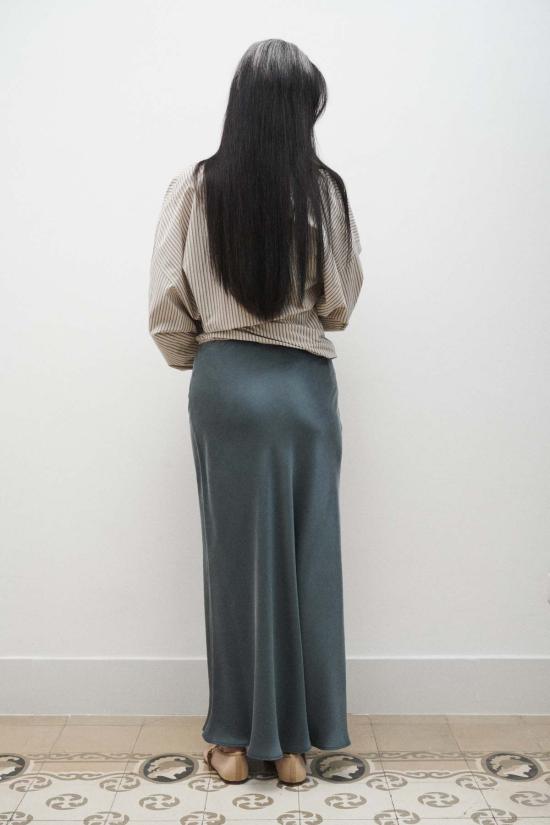  실크 런드리 롱 스커트 롱 바이어스컷 스커트 슬레이트 색상 - SILK LAUNDRY
