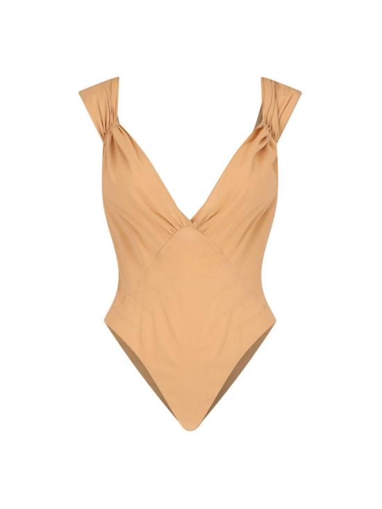  생로랑 바디수트 티셔츠 생 로랑 크로스 보디수트 베이지