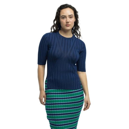  Eólas 반팔 티셔츠 Luc 티셔츠 투톤 네이비