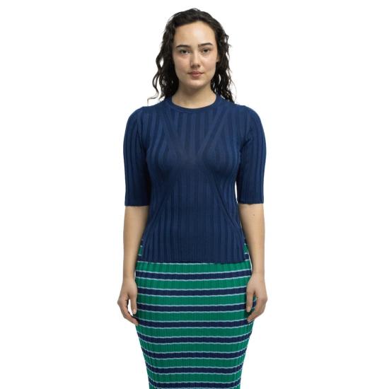  Eólas 반팔 티셔츠 Luc 티셔츠 투톤 네이비 - OTHER BRANDS