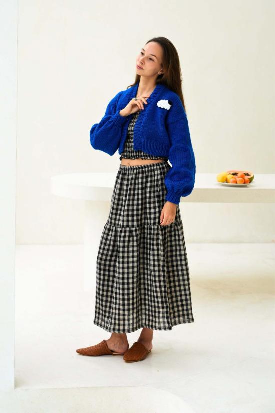  핑크 헤일리 가디건 레이첼 울  블루 - PINK HALEY