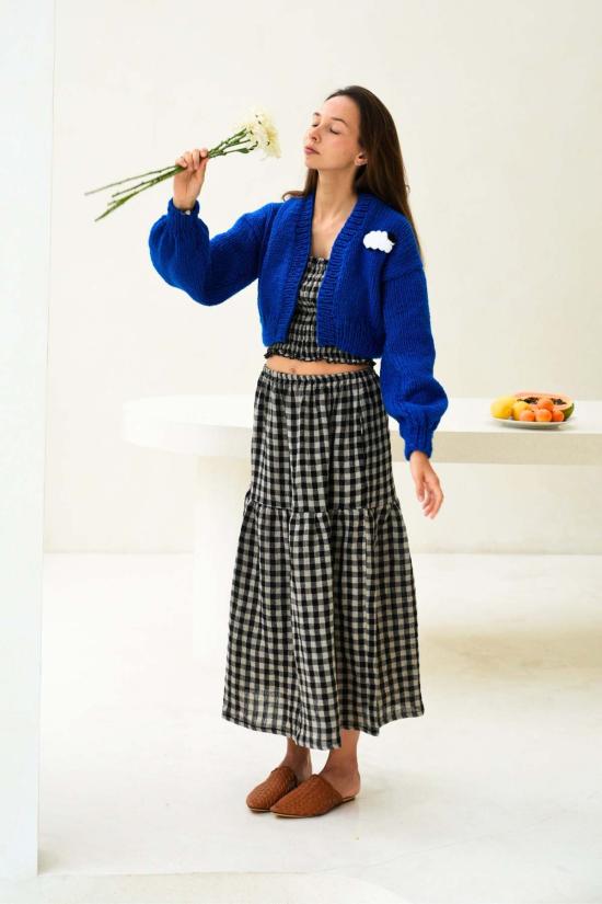  핑크 헤일리 가디건 레이첼 울  블루 - PINK HALEY