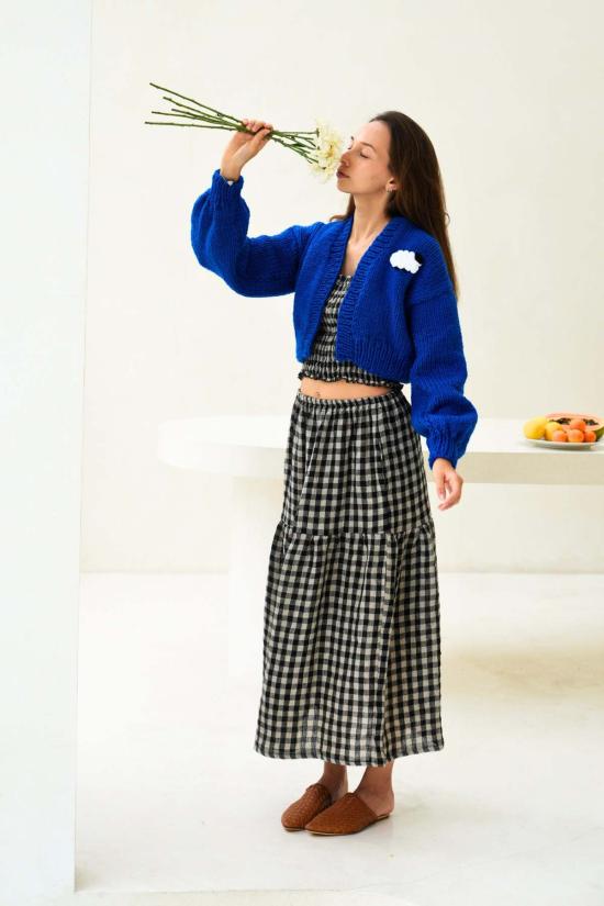  핑크 헤일리 가디건 레이첼 울  블루 - PINK HALEY