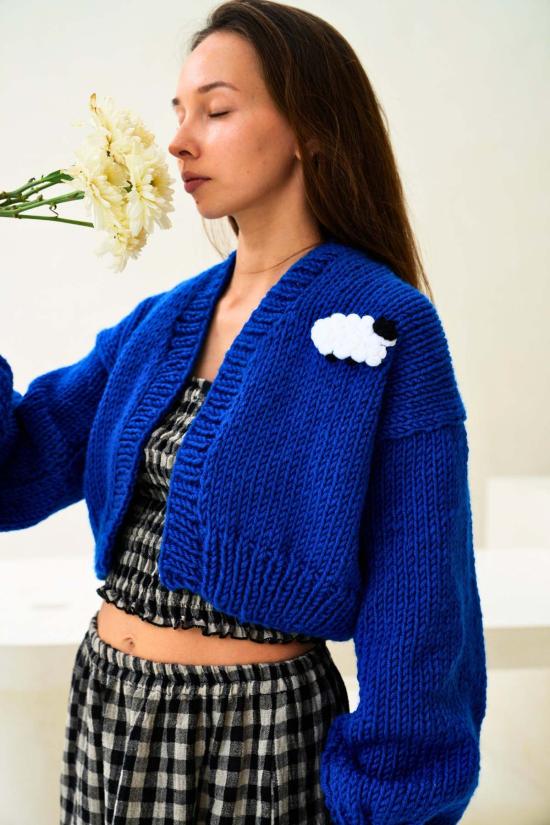  핑크 헤일리 가디건 레이첼 울  블루 - PINK HALEY