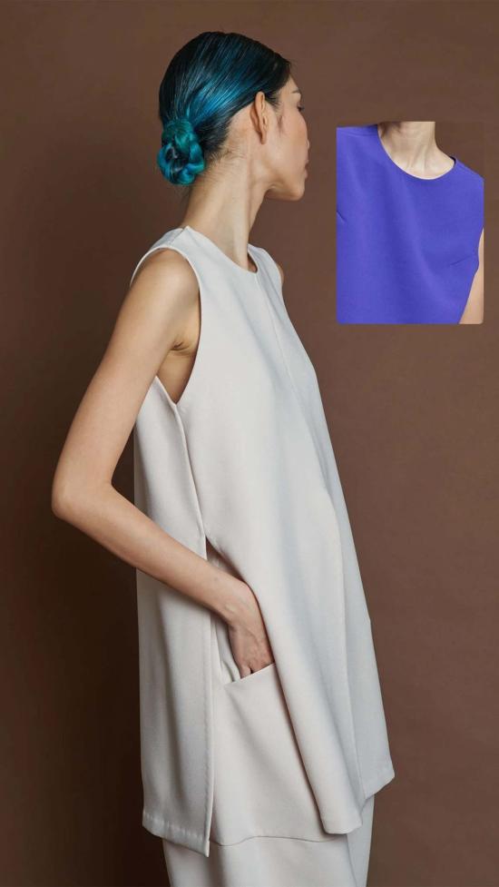  카렘 블라우스 포 리프 패널 슬리브리스 탑