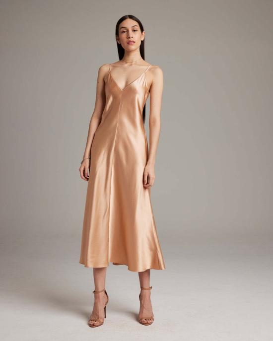  보즈 롱 원피스 브이넥 슬립 드레스 - VOZ