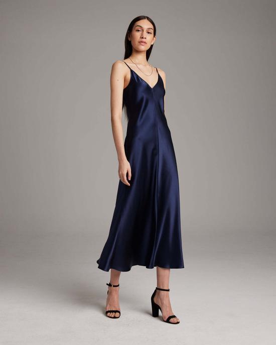  보즈 롱 원피스 브이넥 슬립 드레스 - VOZ