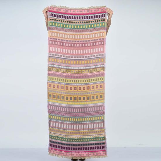  비스마야 머플러/스카프 시티 라인 스트라이프 자수 스카프 모스 그린 - VISMAYA