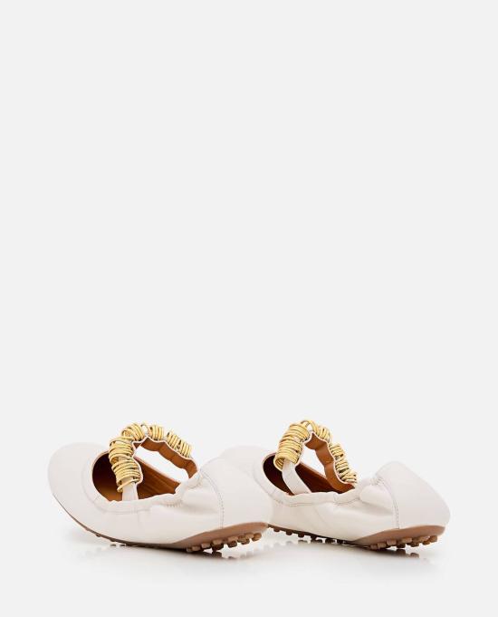  토즈 플랫 슈즈 가죽 발레리나 비앙코 칼체 - TODS