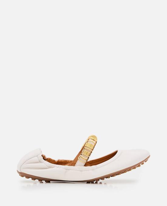  토즈 플랫 슈즈 가죽 발레리나 비앙코 칼체