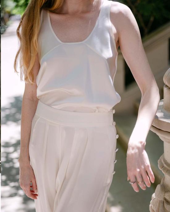  잉가 레나 민소매 티셔츠 탈리아 실크 탱크 아이보리