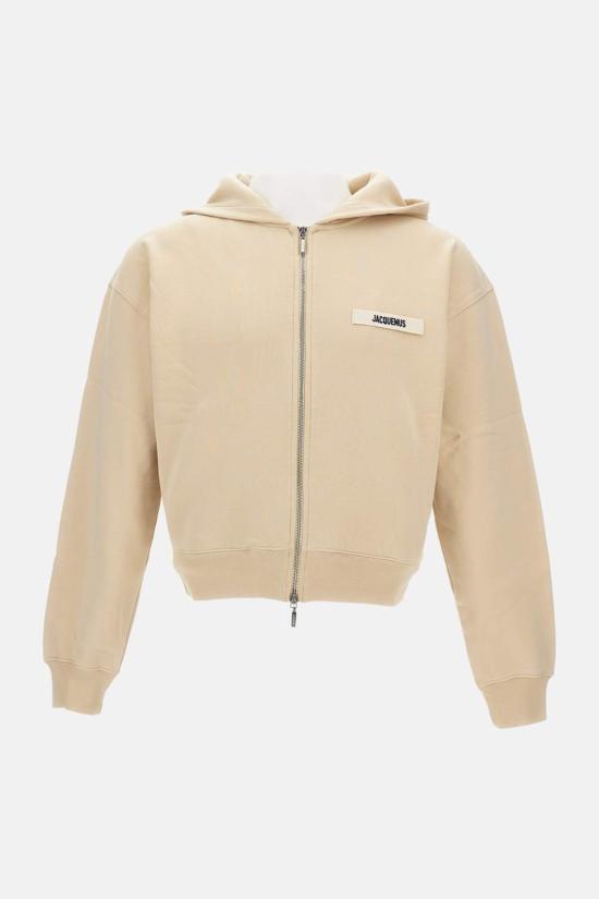  자크뮈스 긴팔 티셔츠 르 후디 지퍼 그로스 그레인 후디 베이지