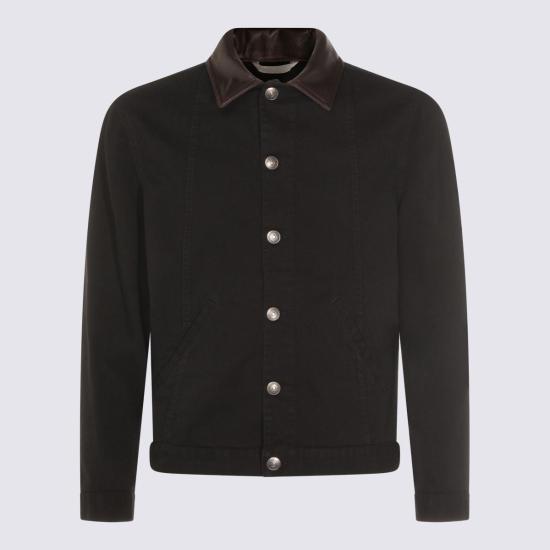  브루넬로 쿠치넬리 데님 자켓 코튼 데님 재킷 블랙