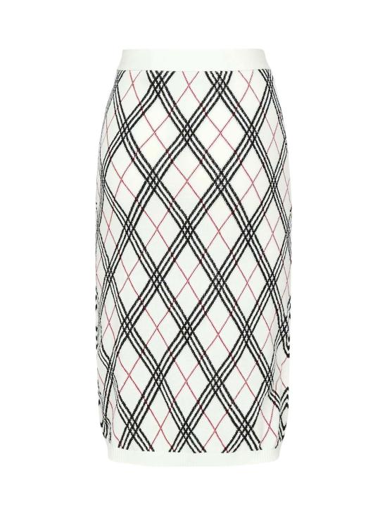  버버리 미디 스커트 아가일 체크  화이트 - BURBERRY