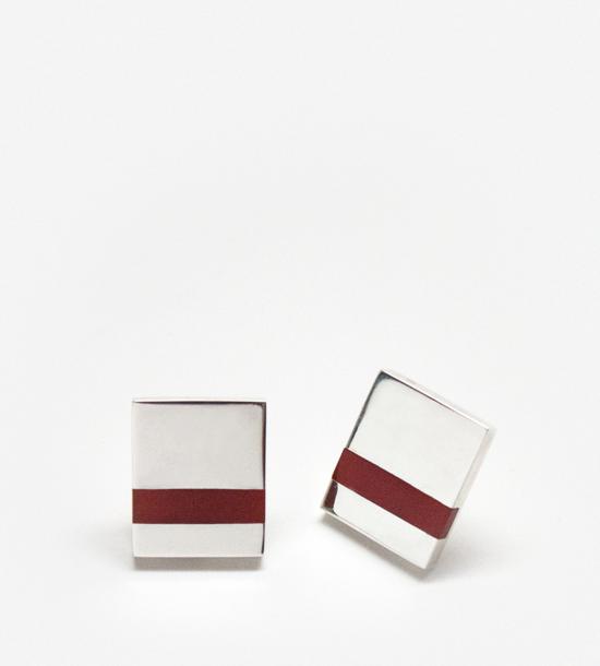  루스 오르티스 이어링 루즈 오르티즈 카넬리언 상감 귀걸이 (은/빨간색)