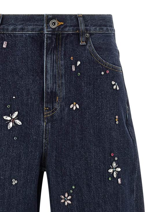  셀프 포트레이트 데님 팬츠 배럴 레그 진 블루 - SELF PORTRAIT