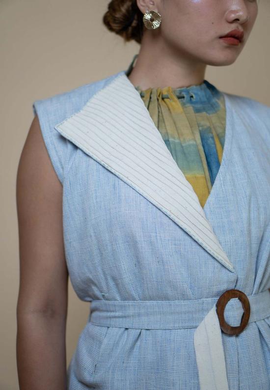  이키비 자켓 메도우즈 비대칭 재킷 블루 - IKKIVI