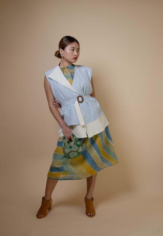  이키비 자켓 메도우즈 비대칭 재킷 블루 - IKKIVI