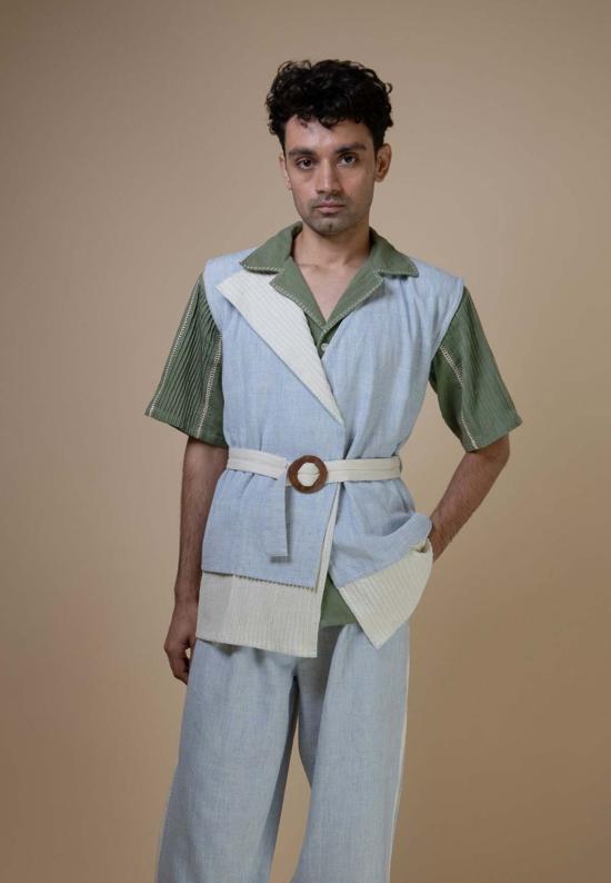  이키비 자켓 메도우즈 비대칭 재킷 블루