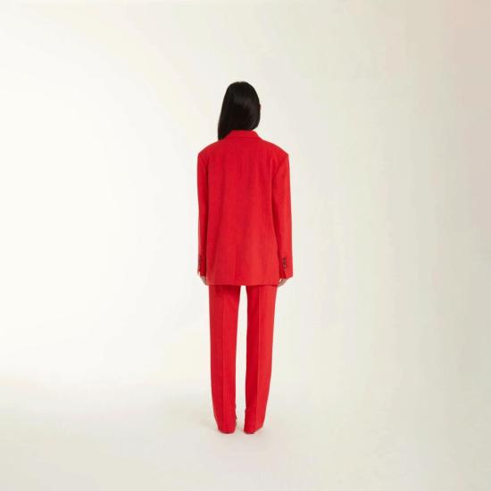  텔라 스트레이트 팬츠 히비스커스 팬츠 레드 - TELA