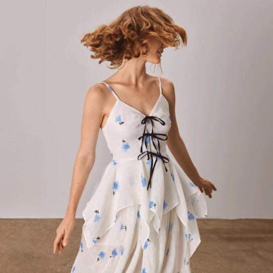  나야 레아 롱 스커트 다이애나 스커트 블루 플로럴